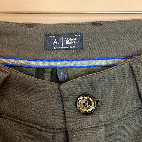 ARMANI JEANS MEN'S LEATHER LOGO CLASSIC FIT JOGGERS BLACK size L - Picture 4 of 6